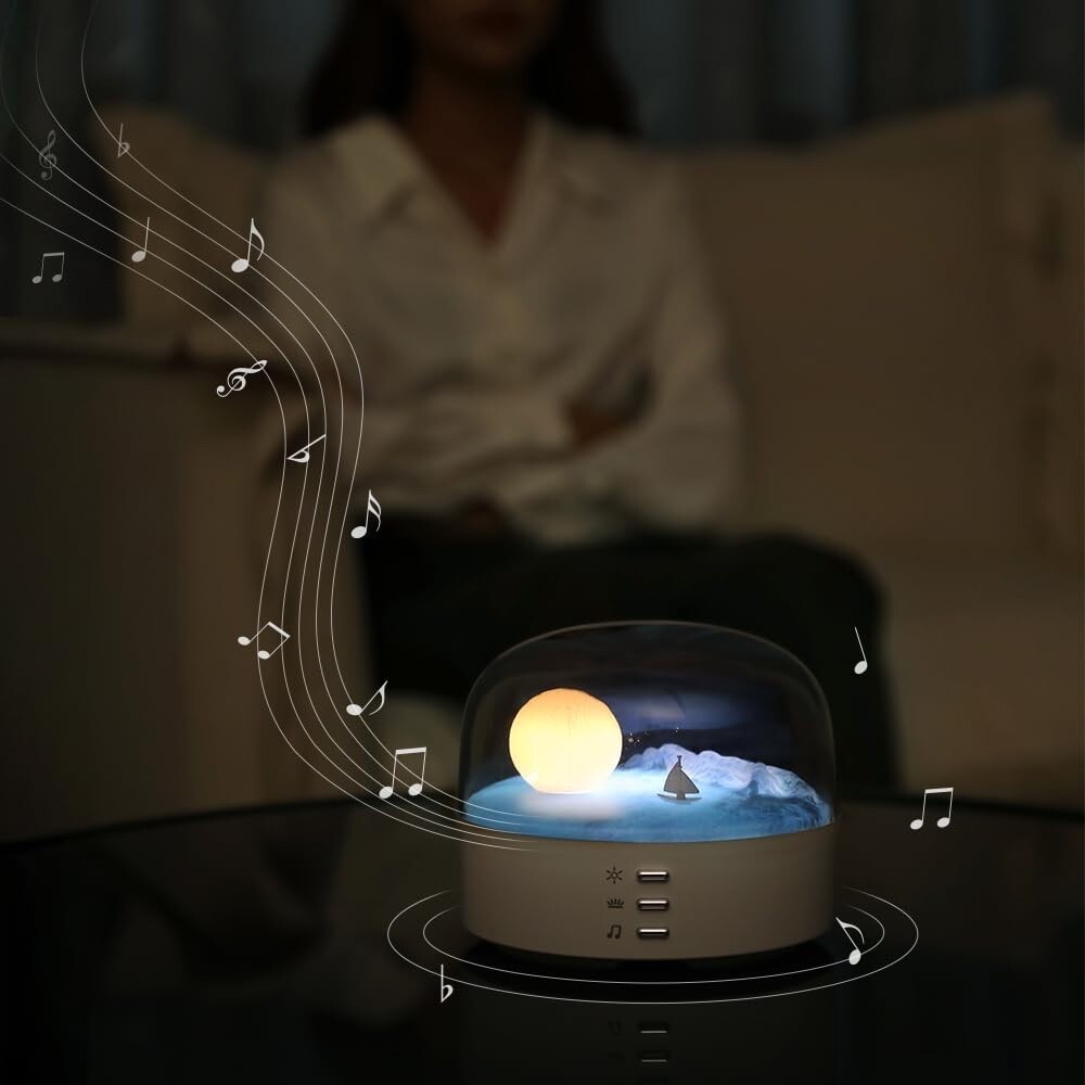 Bluetooth Wireless Portable Speaker + Moon Landscape bedside Lamp Rechargeable