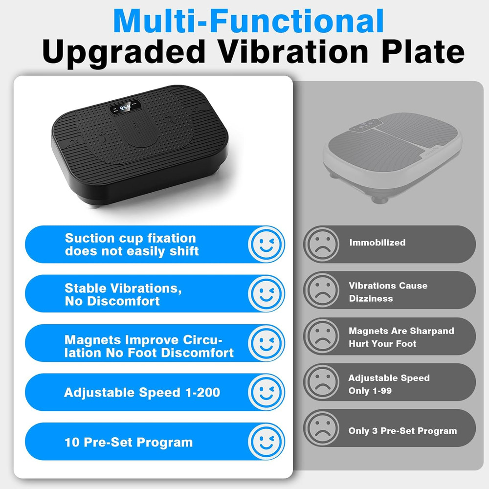Vibration Plate Exercise Machine, 330LB Full Body 200 Speed Workout Platform