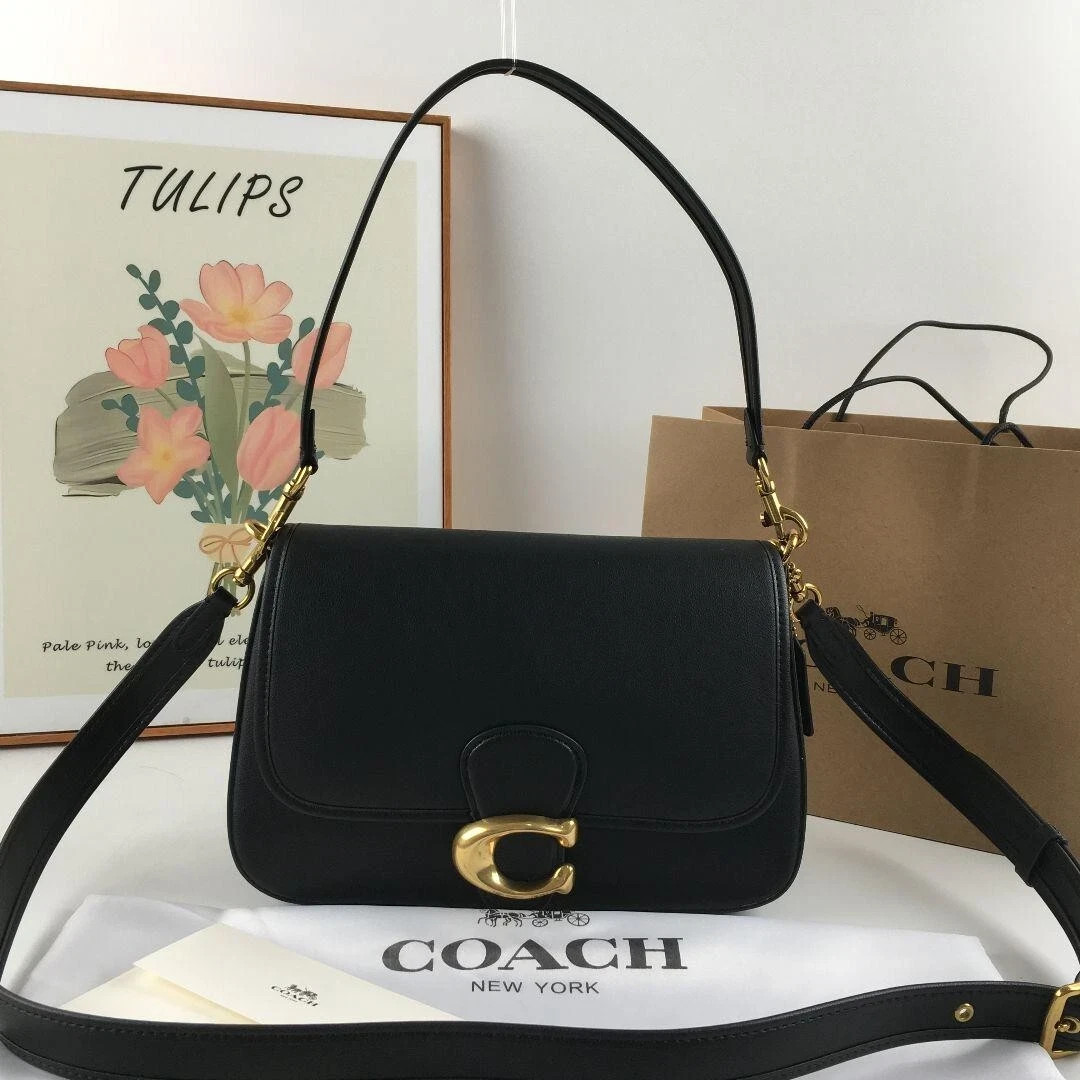 Coach C4823 Leather Soft Tabby Shoulder Bag 2 Way Crossbody Black Outlet