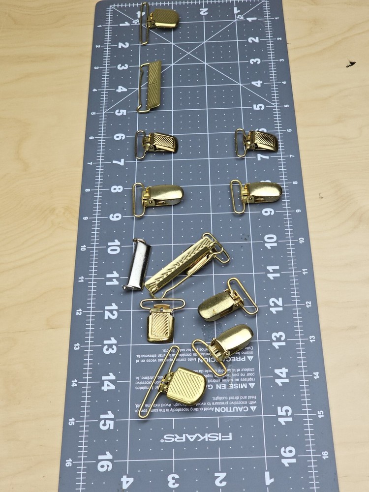 Vintage Suspender Hardware Brass 12 Pieces NOS
