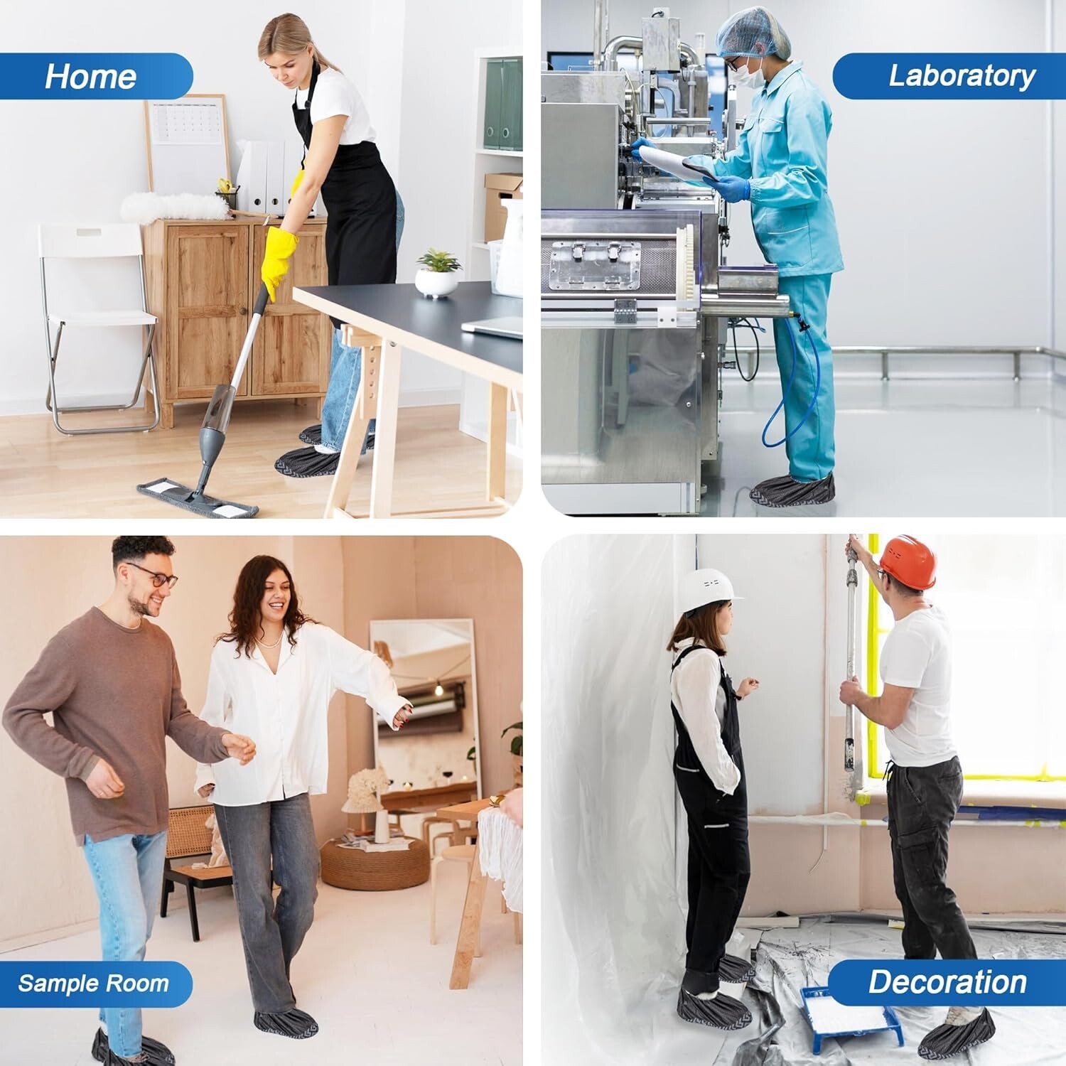 Black Industrial Disposable Shoe Covers Extra Large 100 Pack