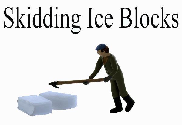 O Scale ICE DOCK Worker....with his Ice Hook Skidding Ice Blocks, comes Painted