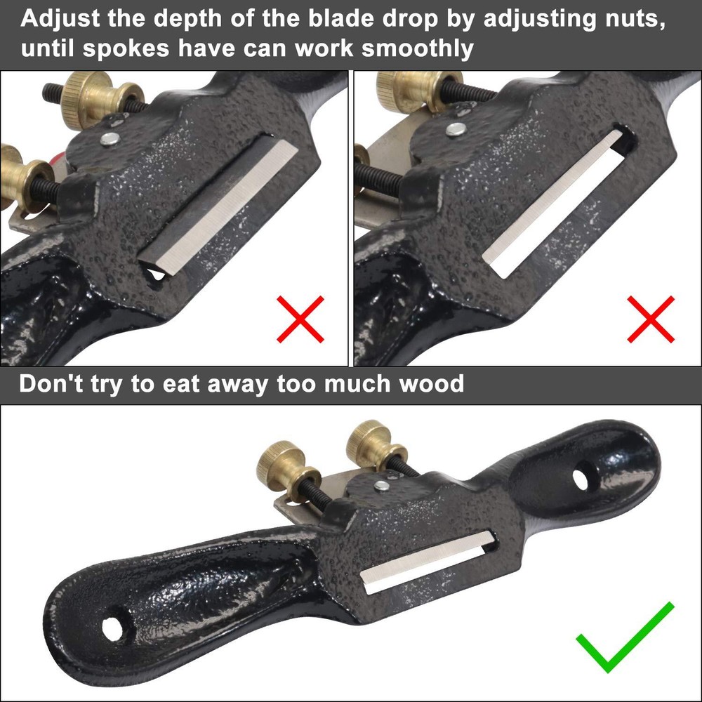 2pcs 9" 10" Adjustable Spokeshave with Flat Base, 4pcs Replacement Blades and 4-