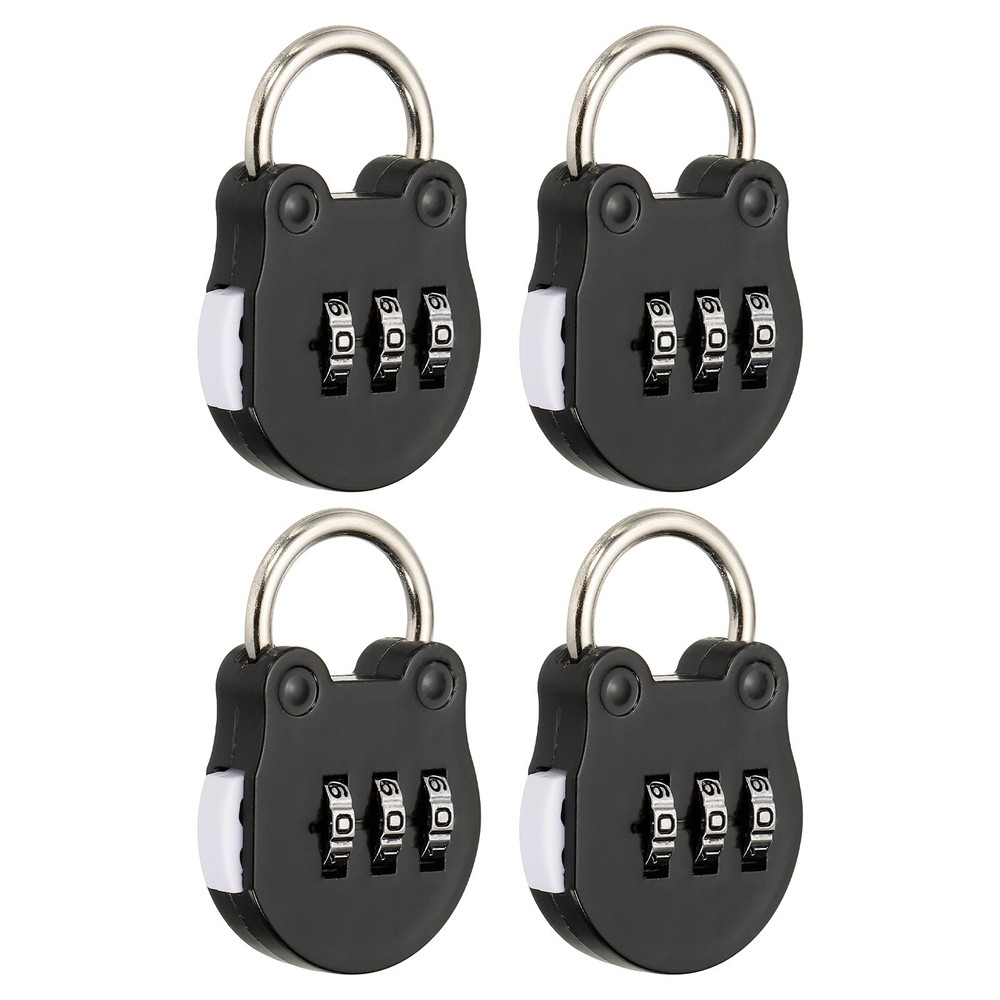 Combination Padlock (Small, Black)(4 Pcs),Cat Shackle Code Locks