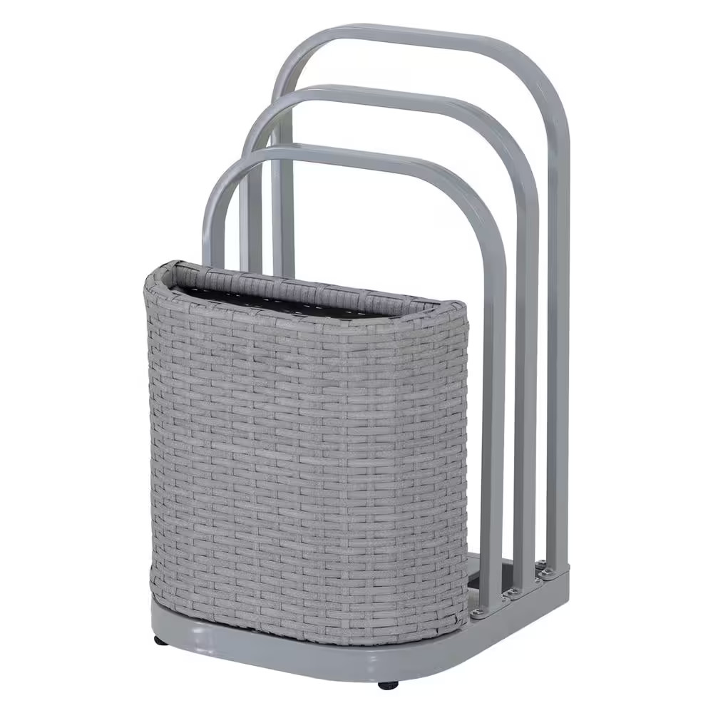 16 In. Rust-Proof Aluminum Pool Float Storage Rack, Wicker Poolside Floating Sto