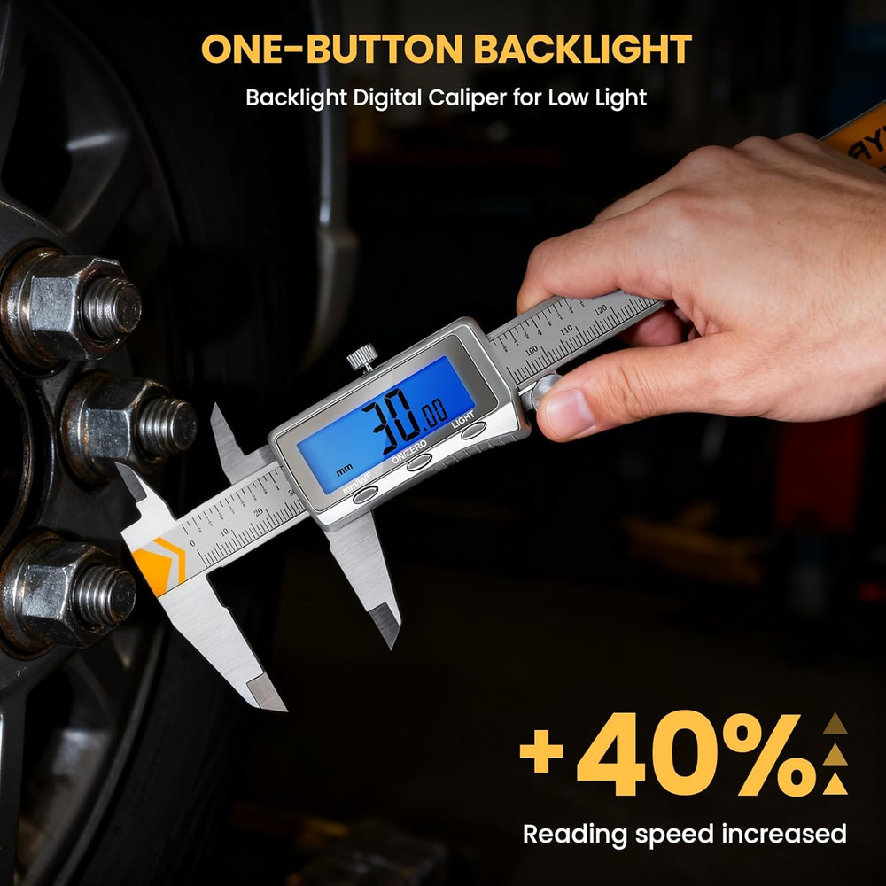 Digital Caliper, Rechargeable Caliper Measuring Tool with Backlight LCD Screen,V