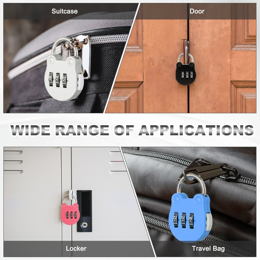 Combination Padlock (Small, Black)(4 Pcs),Cat Shackle Code Locks