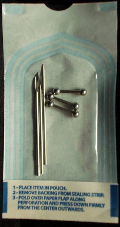 DIY EASY, SAFE & STERILE 3 FRENUM w 14G Barbells PIERCING KIT w Forceps & GUIDE.