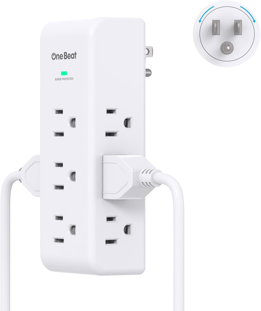 Surge Protector Outlet Extender with Rotating Plug, 9 AC Multi Plug Wall Outlet