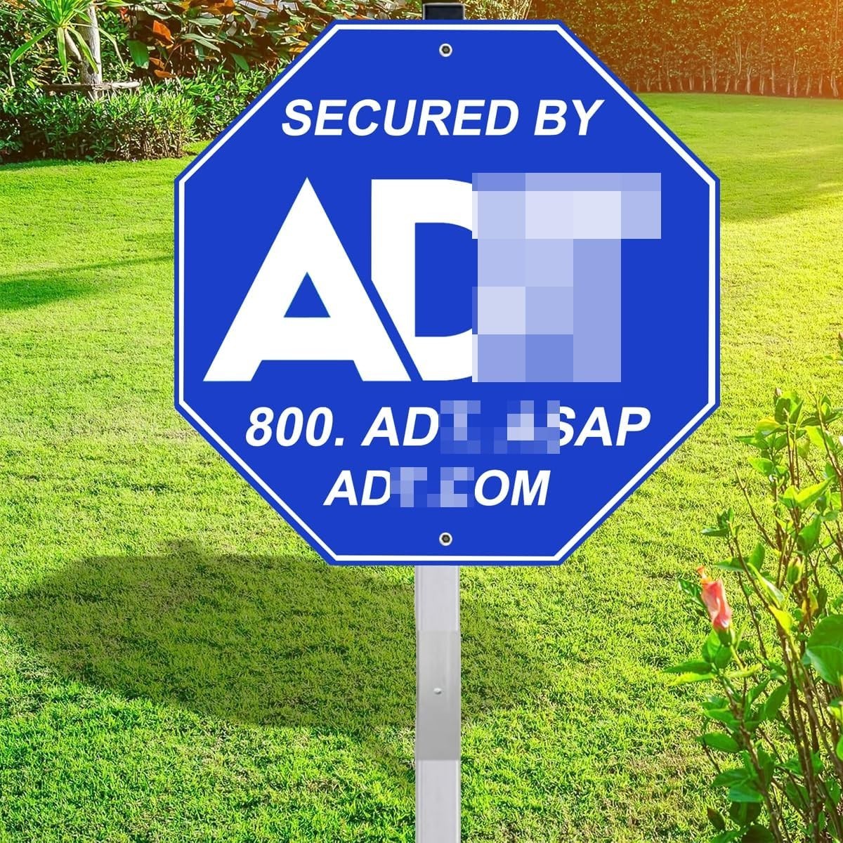 ADT Heavy-Duty Aluminum Security Yard Sign with Stake, Weather Resistant