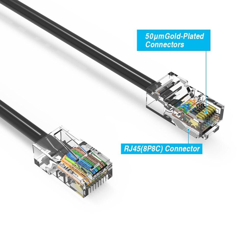 6FT Cat5E RJ45 Ethernet LAN Network UTP Non-Booted Patch Cable Copper Black