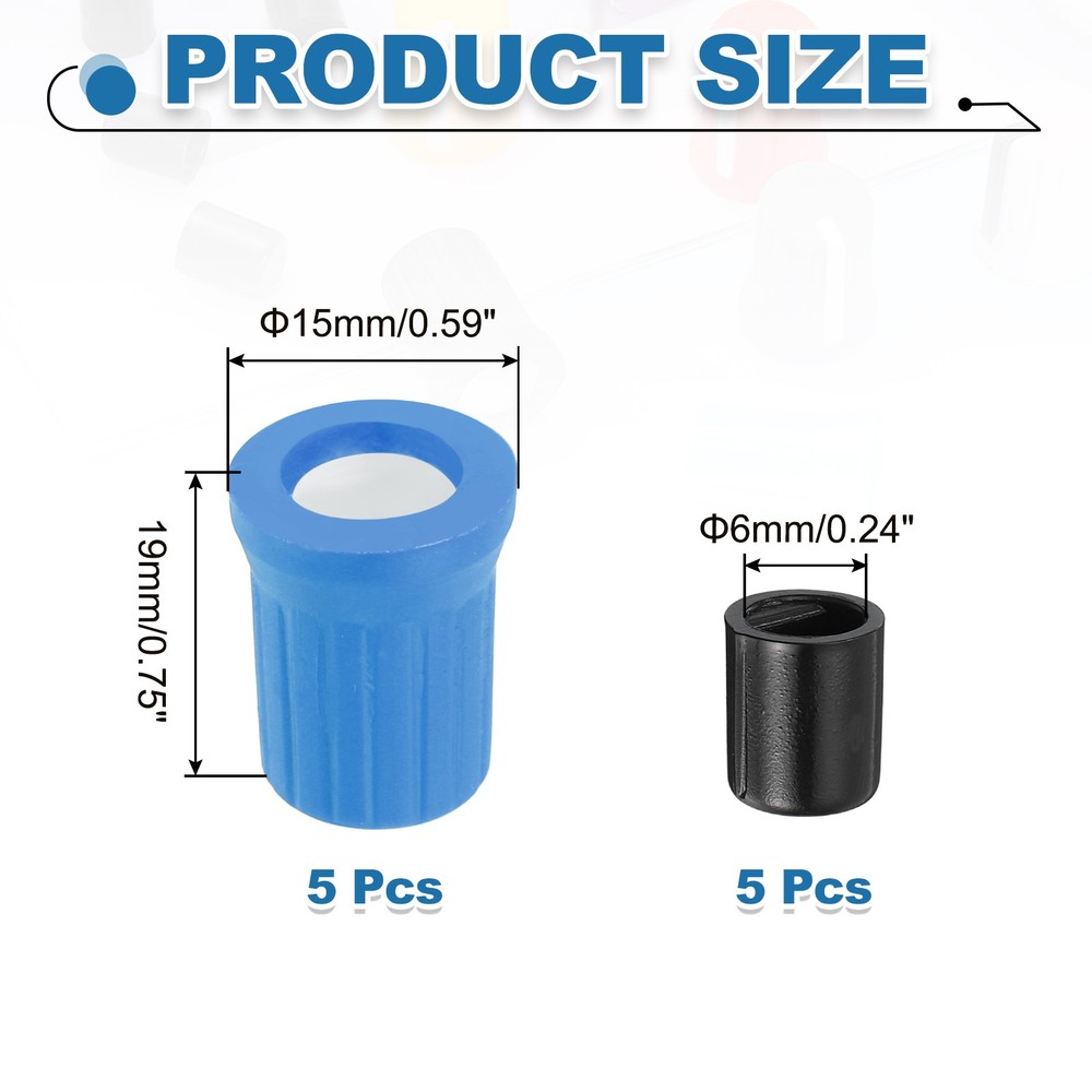 5pcs Potentiometer Knobs,Rubber Guitar Volume Tone Rotary Knob(Blue White)