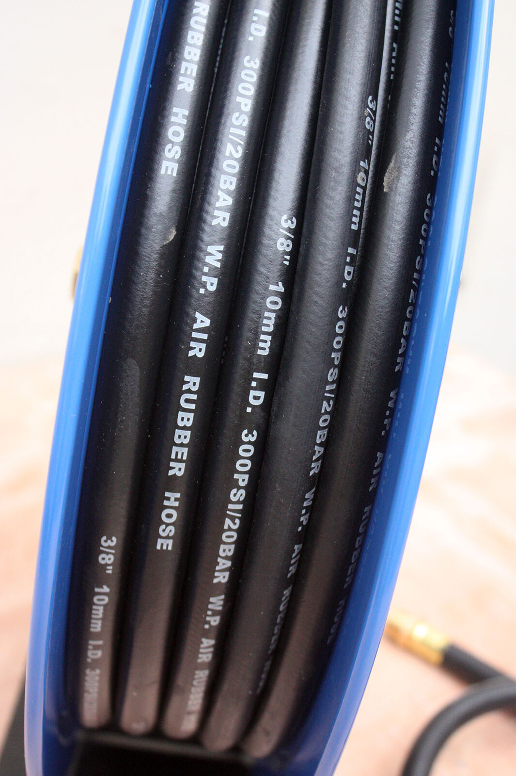 Pneumatic 50’ Retractable Air Hose Reel w/ 3/8" x 50ft Rubber Hose & Lead Hose