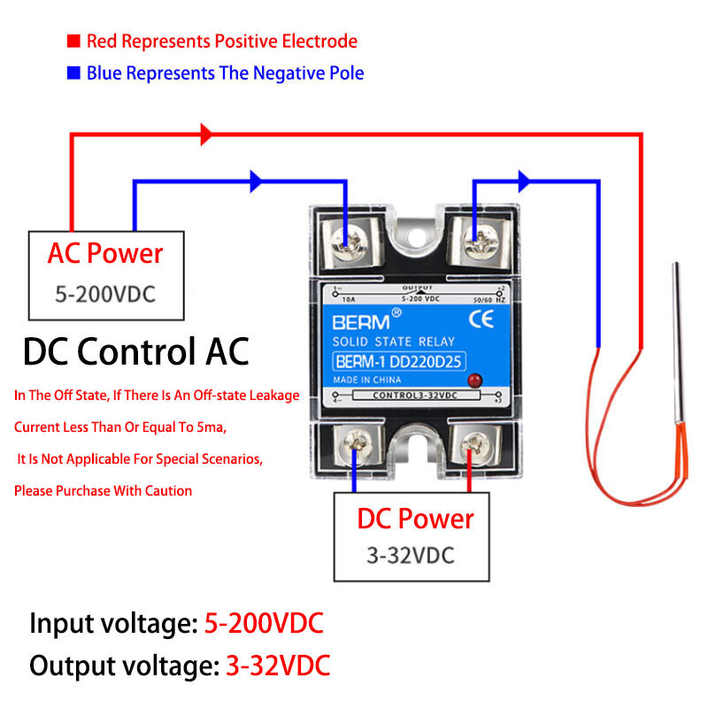 10A-100A Single Phase BERM-1 Solid State Relays Module DC 3V-32V to DC 5V-200V