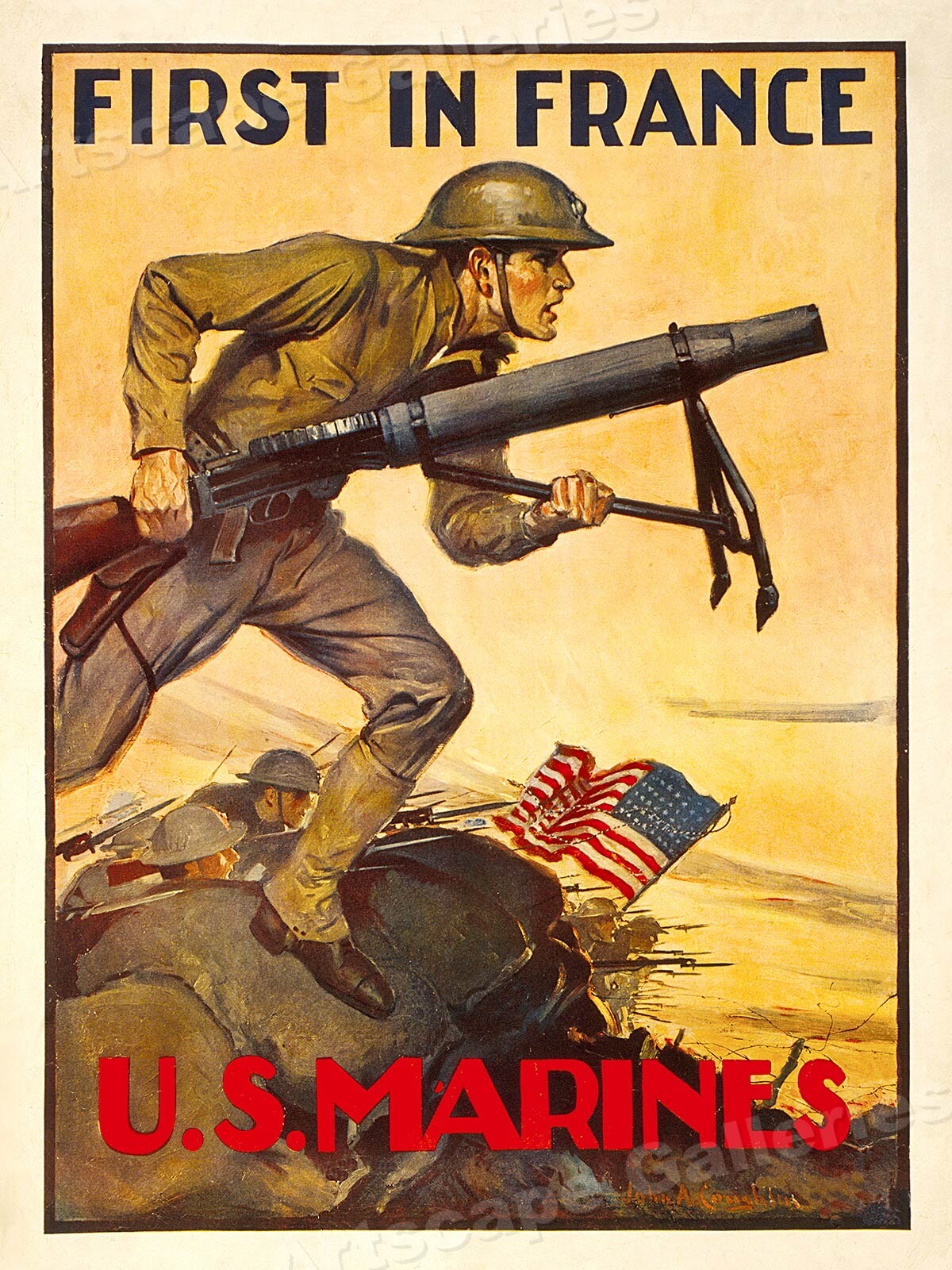 1917 US Marines "First in France" WW1 Marines Recruiting Poster - 20x28