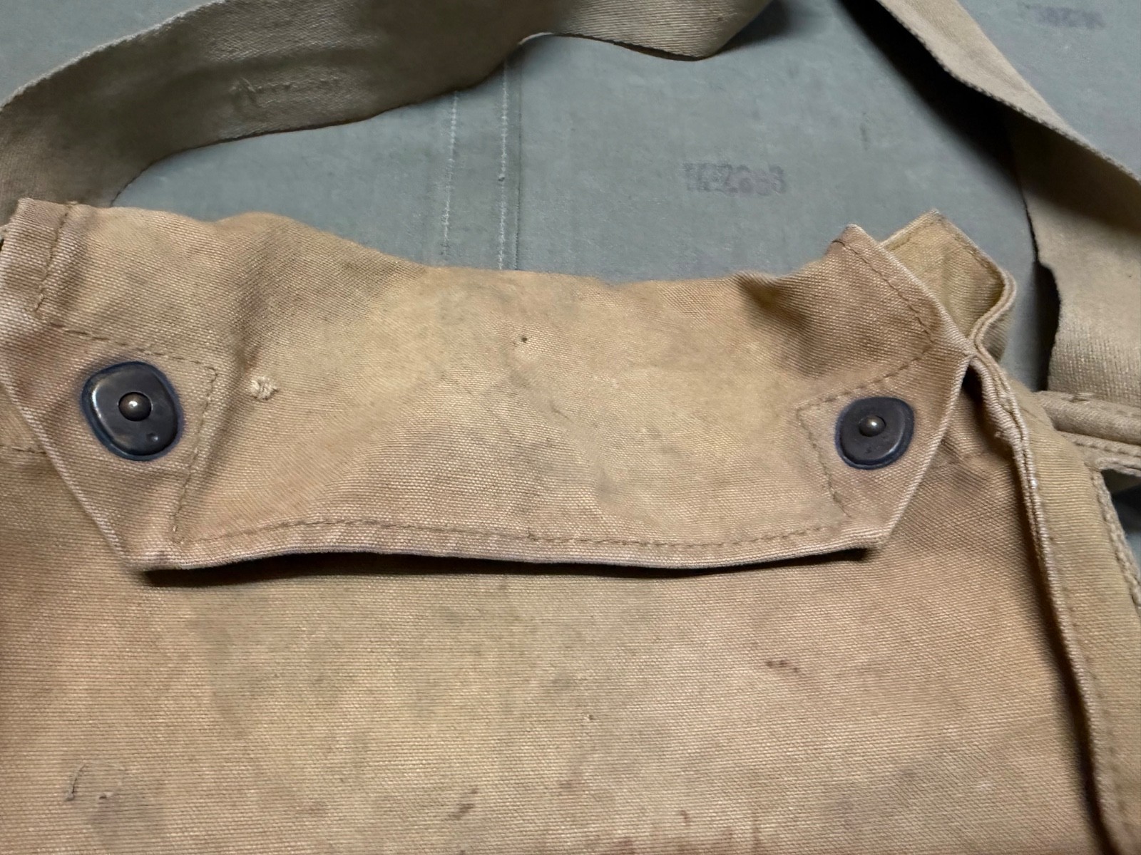 ORIGINAL WWI US ARMY M1917 SBR GAS MASK CARRY BAG-NAMED