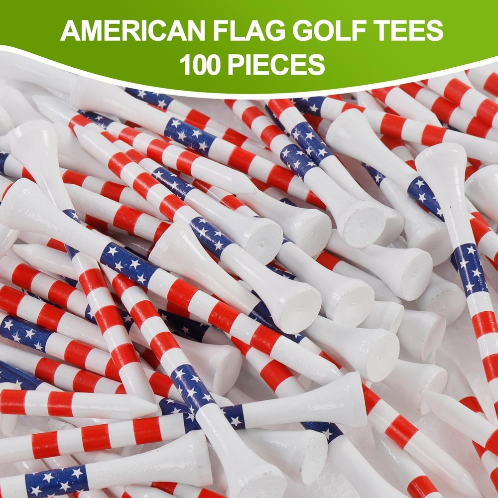 Golf Tees 3-1/4" Durable Bamboo Tees 100 Pack, Friendly Biodegradable Material R