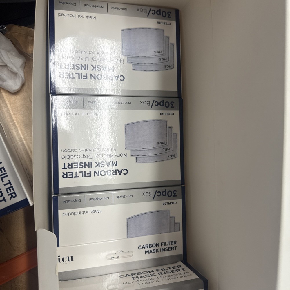 ICU Carbon Filter Mask Insert 5 Layer ActivatedCarbon 3 Boxes 20 dllsPer BoxNEW
