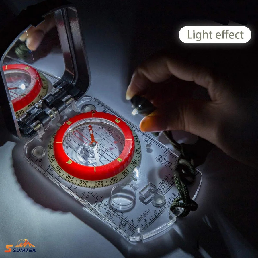 Orienteering Map Compass-Sighting Mirror with Adjustable Declination,Clinometer&