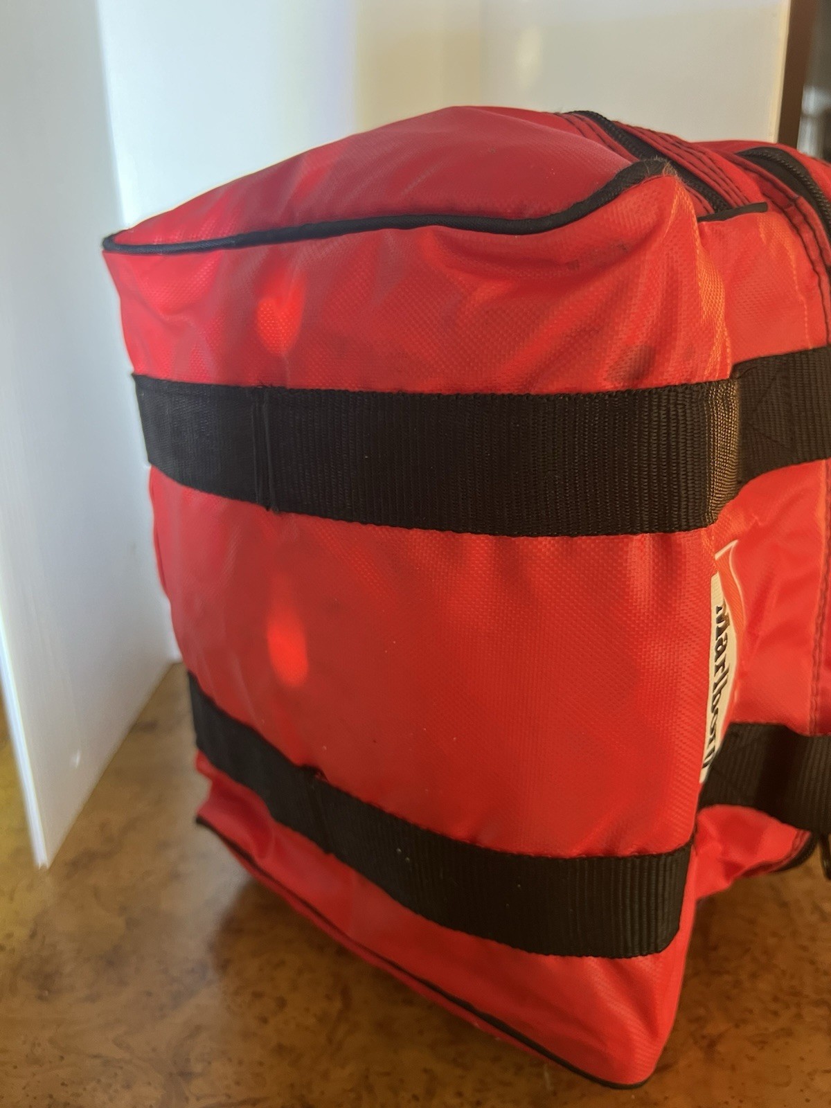 Vintage 1990s Marlboro Soft Sided Insulated Travel Cooler Lunch Bag Red Black