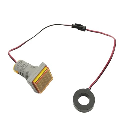 2PCS 3 in 1 Digital AC Current Voltage Frequency Indicator Square LED Yellow