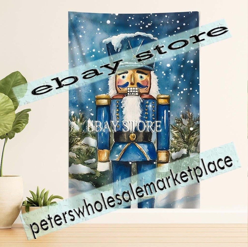 Blue Nutcracker tapestry nutcracker standing scene 39X59 in