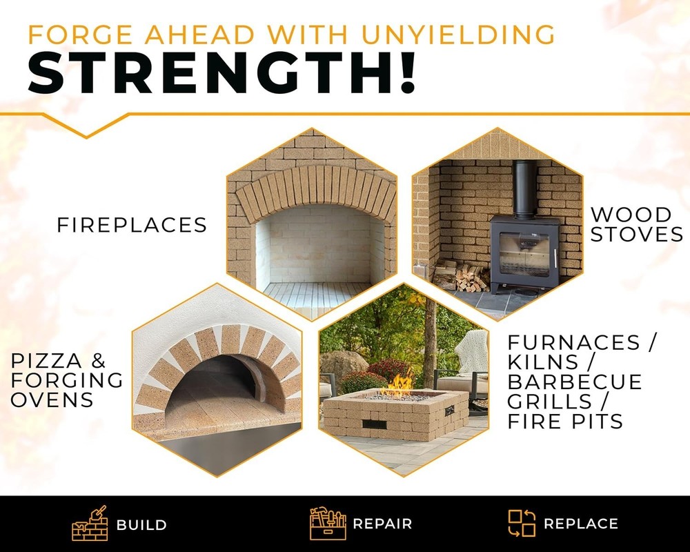 Heavy Duty Fire Bricks 5-Pack Fireclay 3000F Stove 9" Insulating Replacement