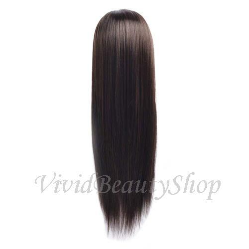 28" Mannequin Head Synthetic Hair Training Manikin Cosmetology Doll Dark Brown
