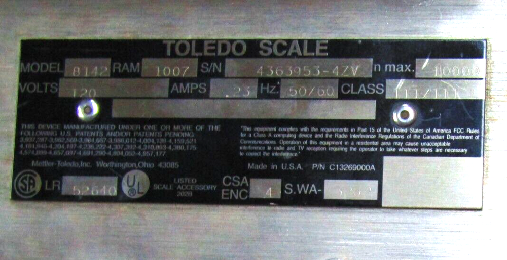 🤓 TOLEDO SCALE OPERATOR INTERFACE PANEL HEAD CONTROL KEYPAD 8142