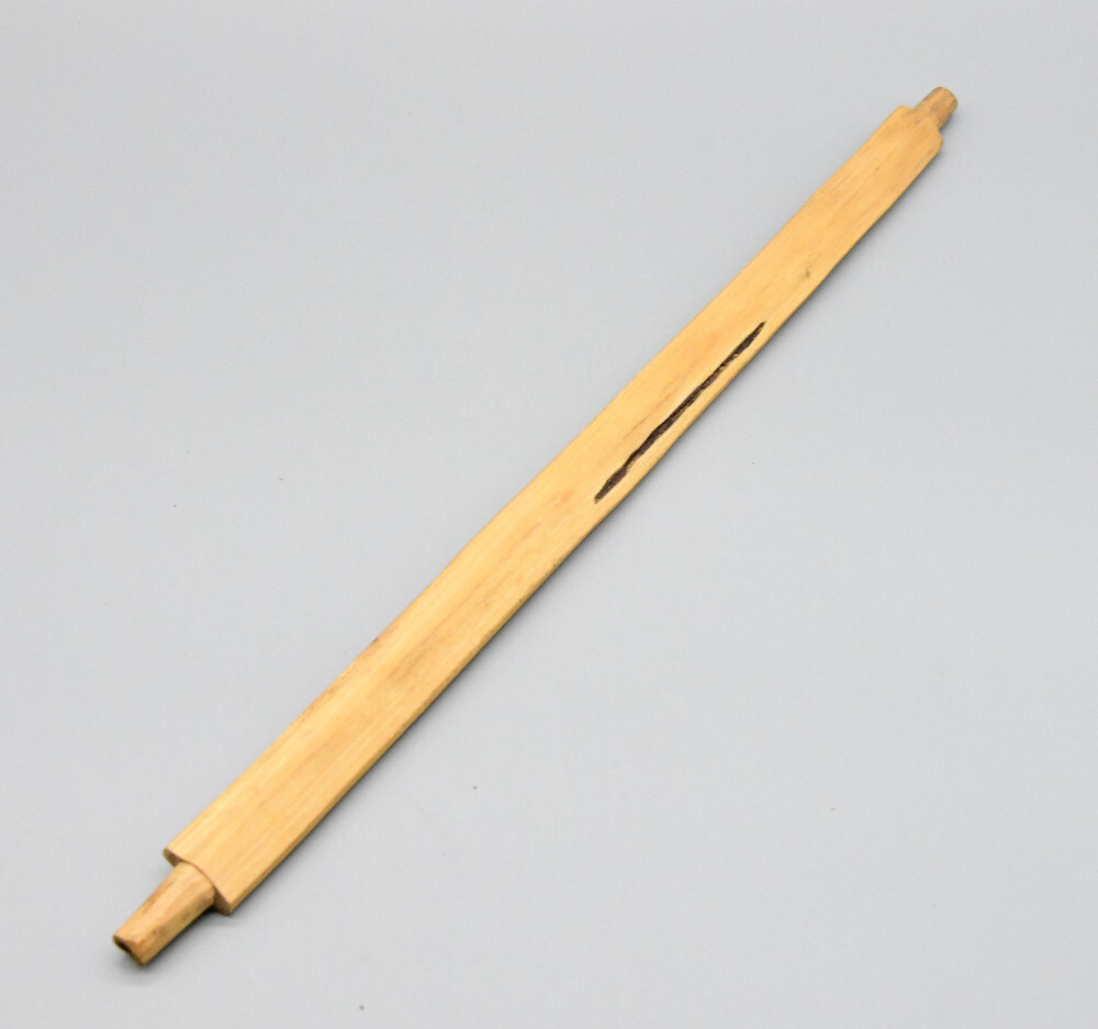 25" Blackfoot Steatite Pipe with Wood Stem Pipe has Repair Done