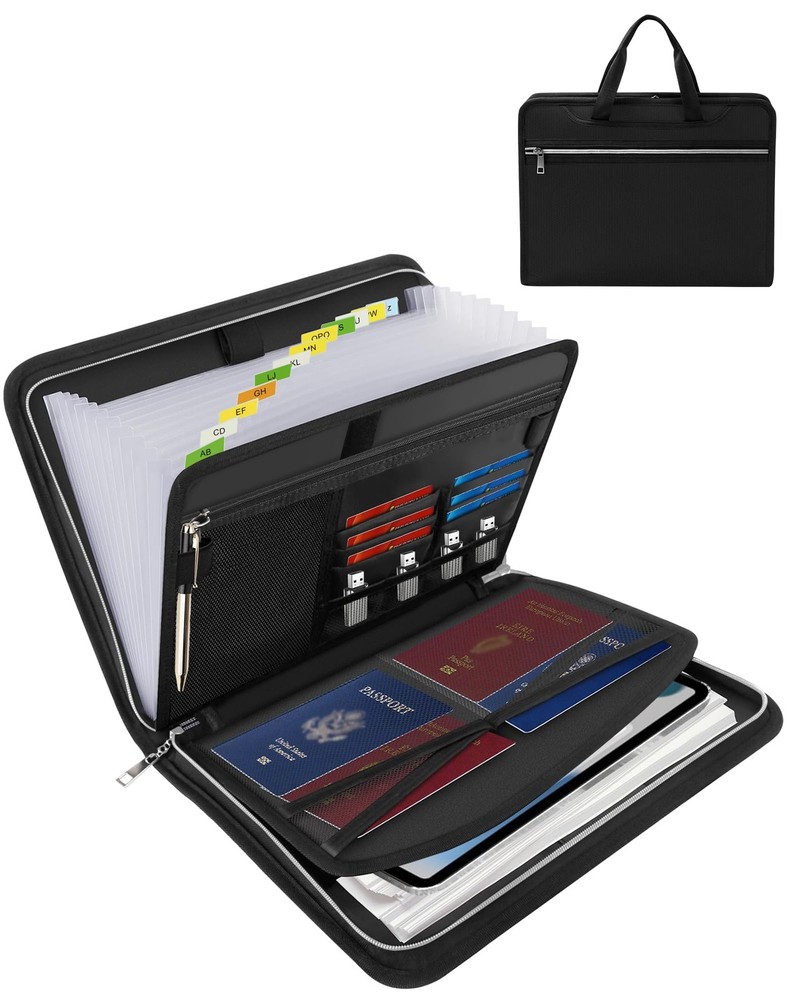 Fireproof Important Document Organizer Folio Folder - Expanding Accordion Fil...