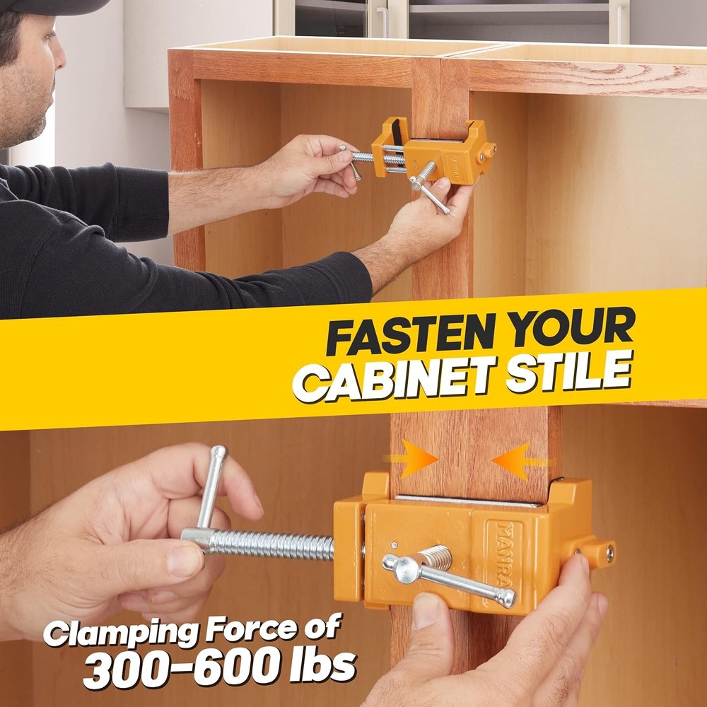 Premium Cabinet Clamps 2Pack with Protective Case, Solid Cast Steel Construction