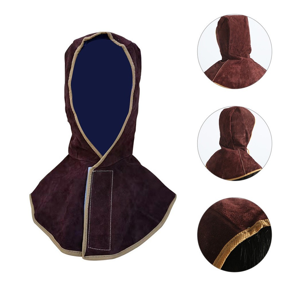 Cowhide Welding Hood Protective Caps With Neck And Shoulder Drape