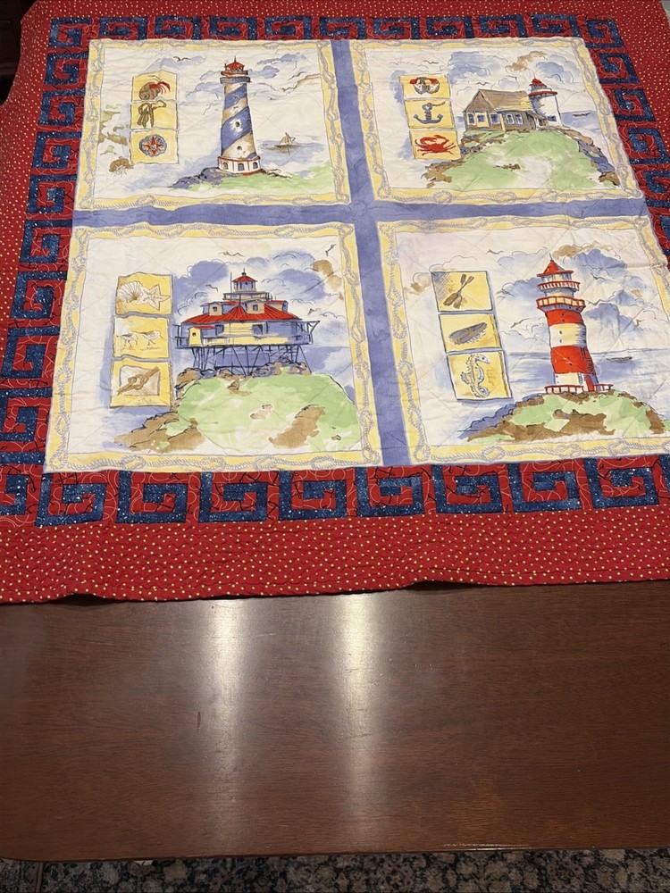 Double Sides Lighthouse Quilted Wall Hanging Completed