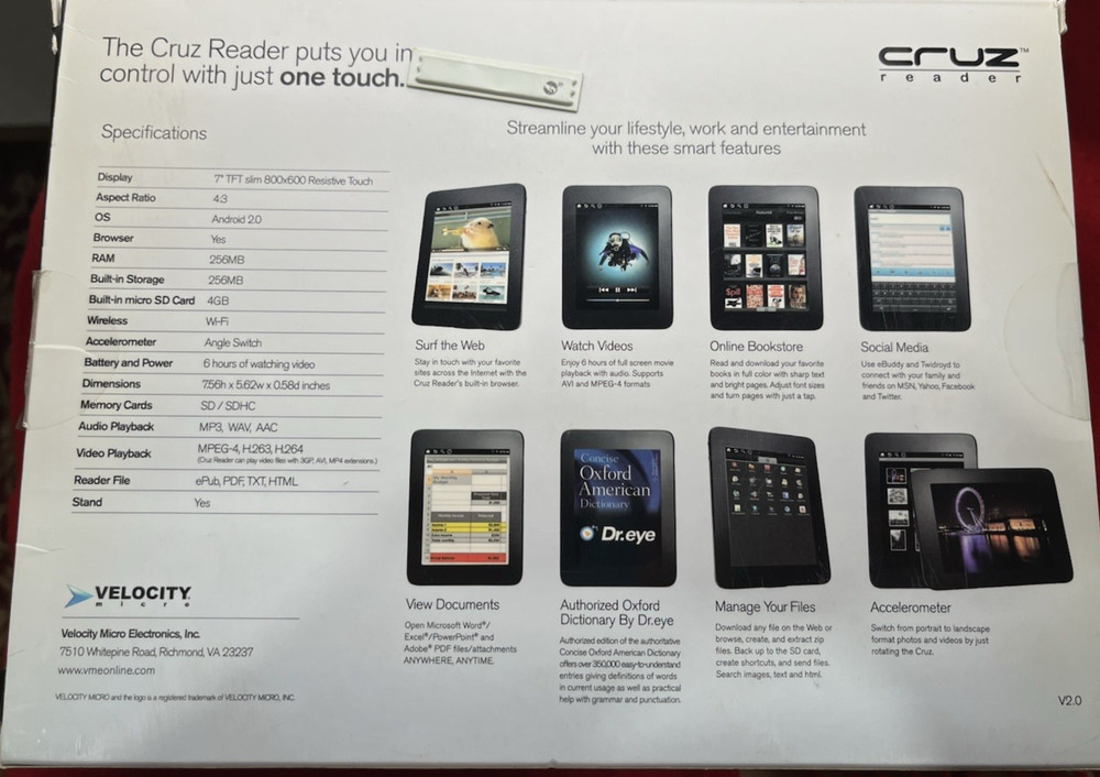Cruz Reader Velocity R101 Microcomputer Android Bundle TESTED Easy Basic Works