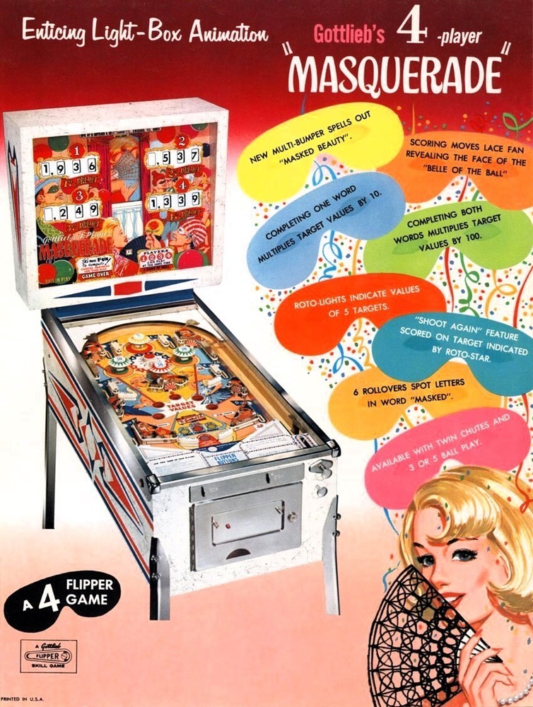 1966 Gottlieb Masquerade Pinball Machine Rubber Ring Kit