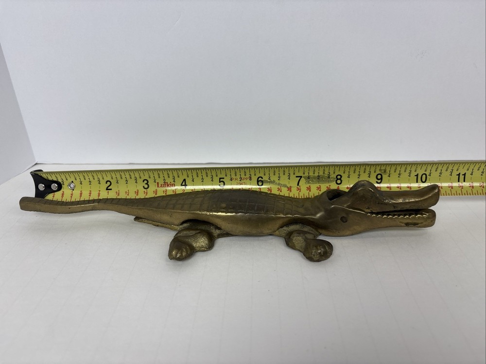 Vintage 10” Brass Alligator Nutcracker Crocodile Figural Nut Cracker