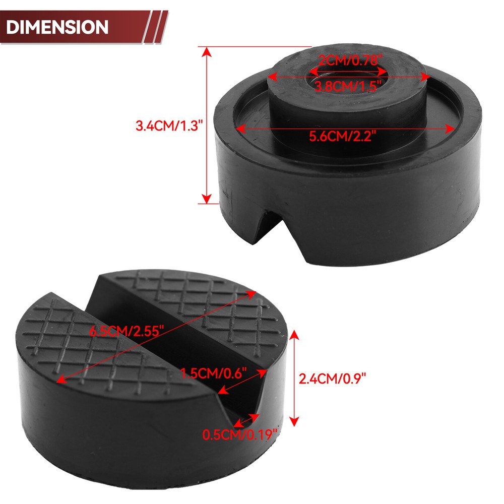 2PCS Universal Rubber Jack Jacking Pad Lift Pinch Weld Adapter Frame Protector &