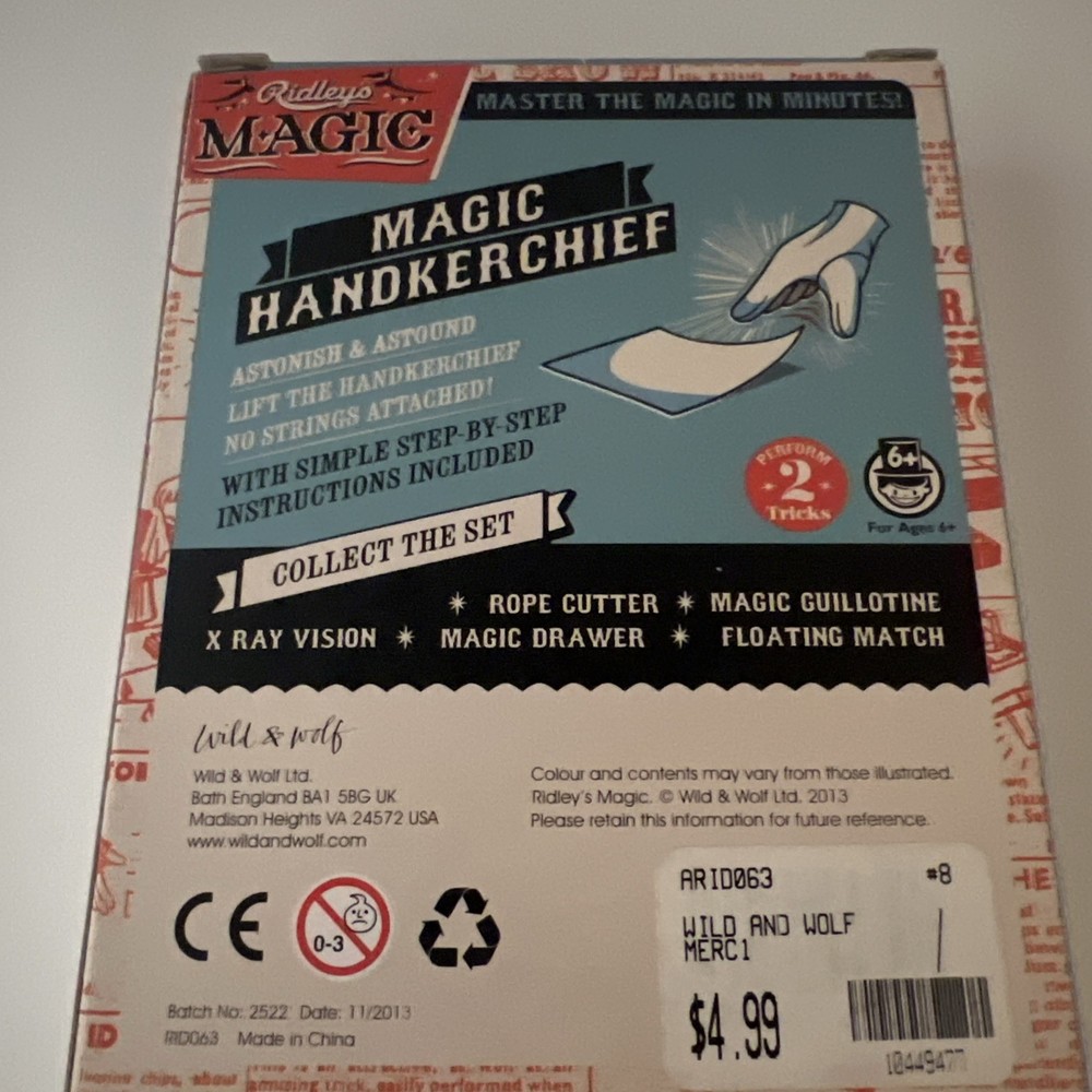 Ridley's Magic Instant Illusions Magic Handerchief Set NIB