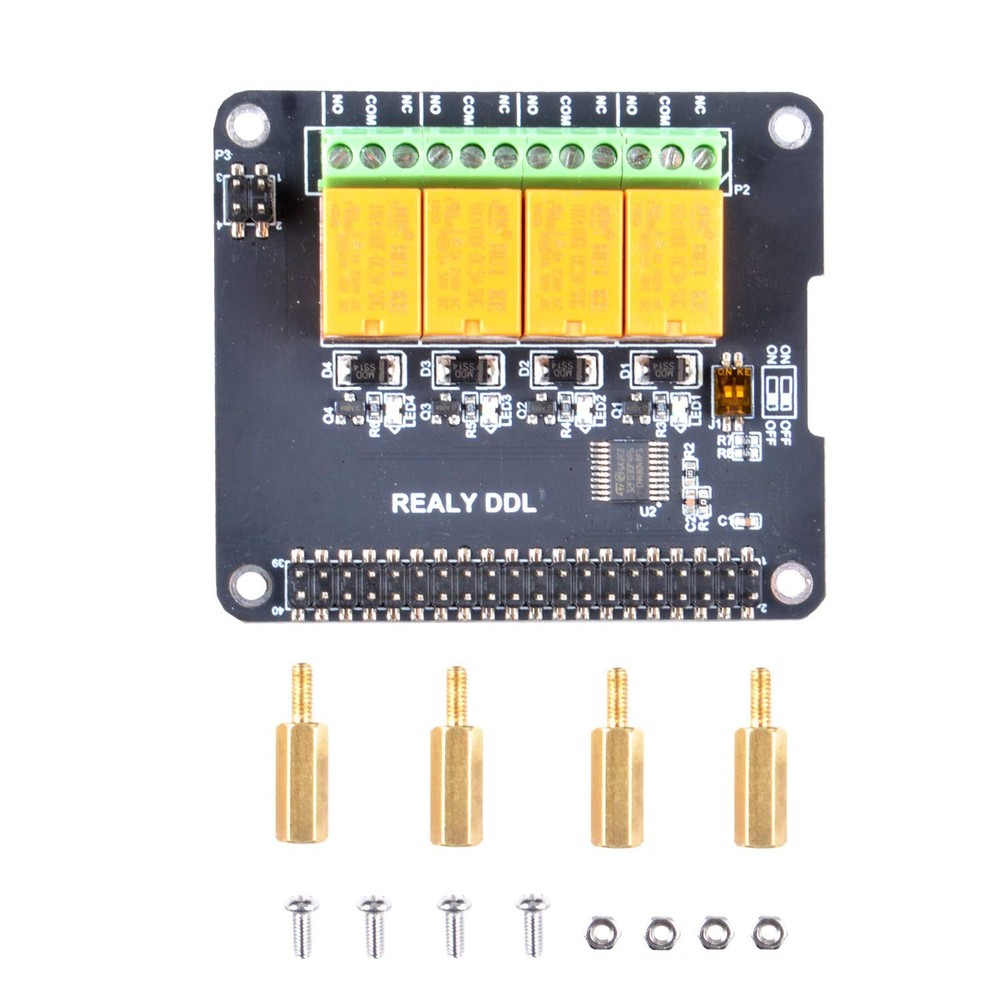 4 Channel Power Relay Board Module For Raspberry Pi 4B/3B+/3/2B Programmable