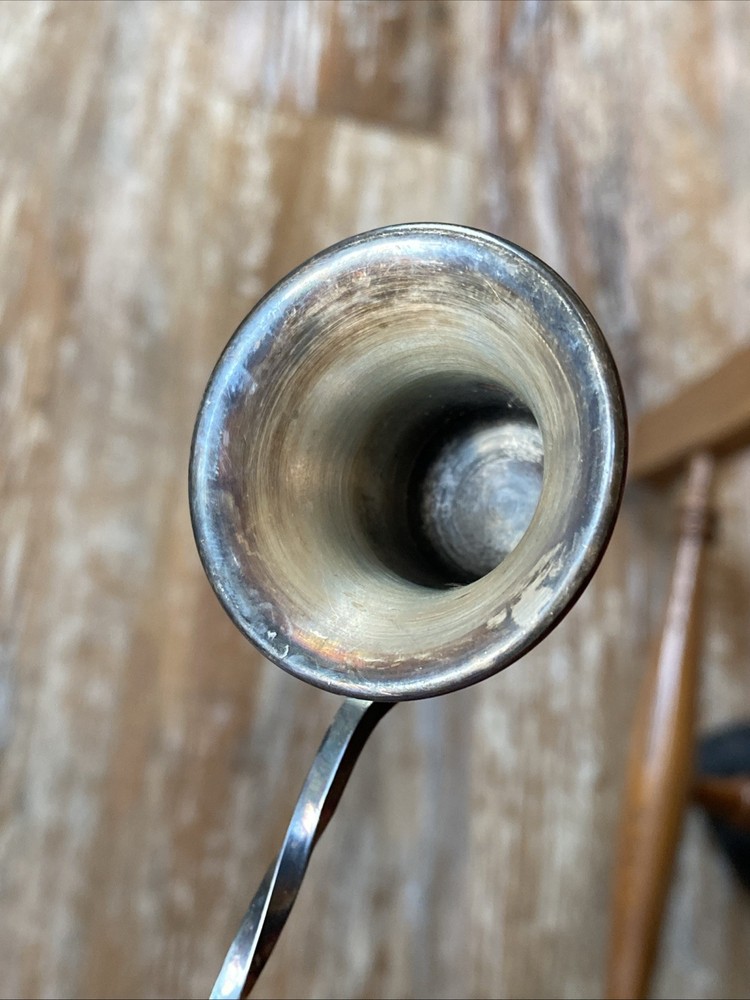 Antique Primrose Plate EP Silver Twisted Handle Vtg Candle Snuffer E.P. Copper