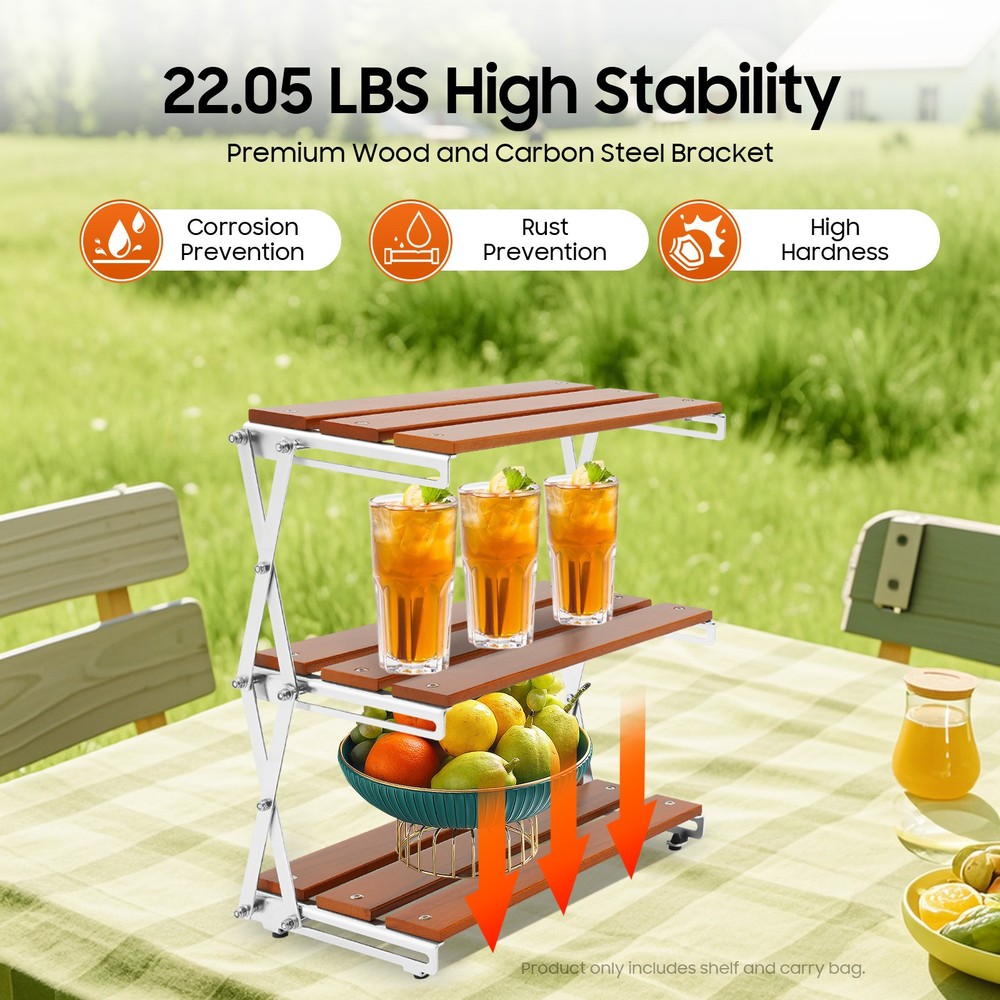 Camping Kitchen Table Picnic Cabinet Folding Cooking Storage Rack Portable