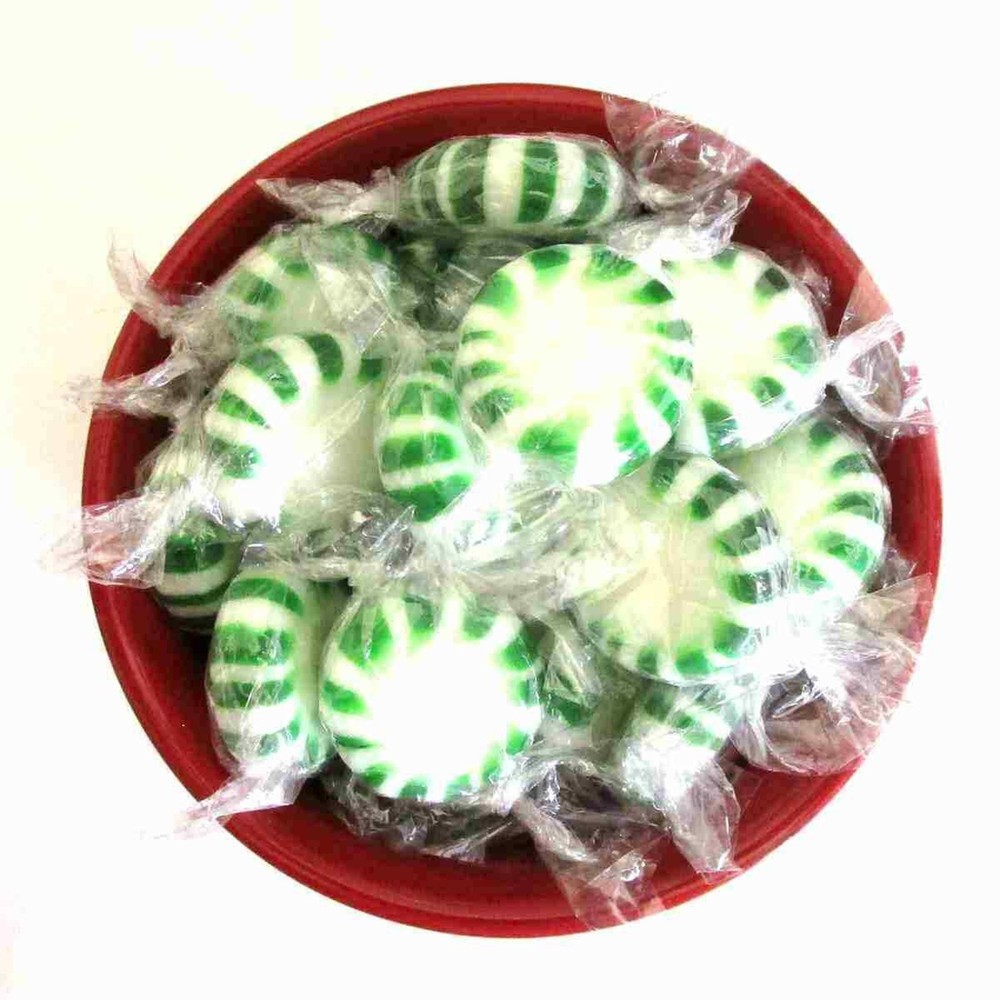 Spearmint Starlight Mints Hard candy bulk wrapped candy 2 Lbs. Menta