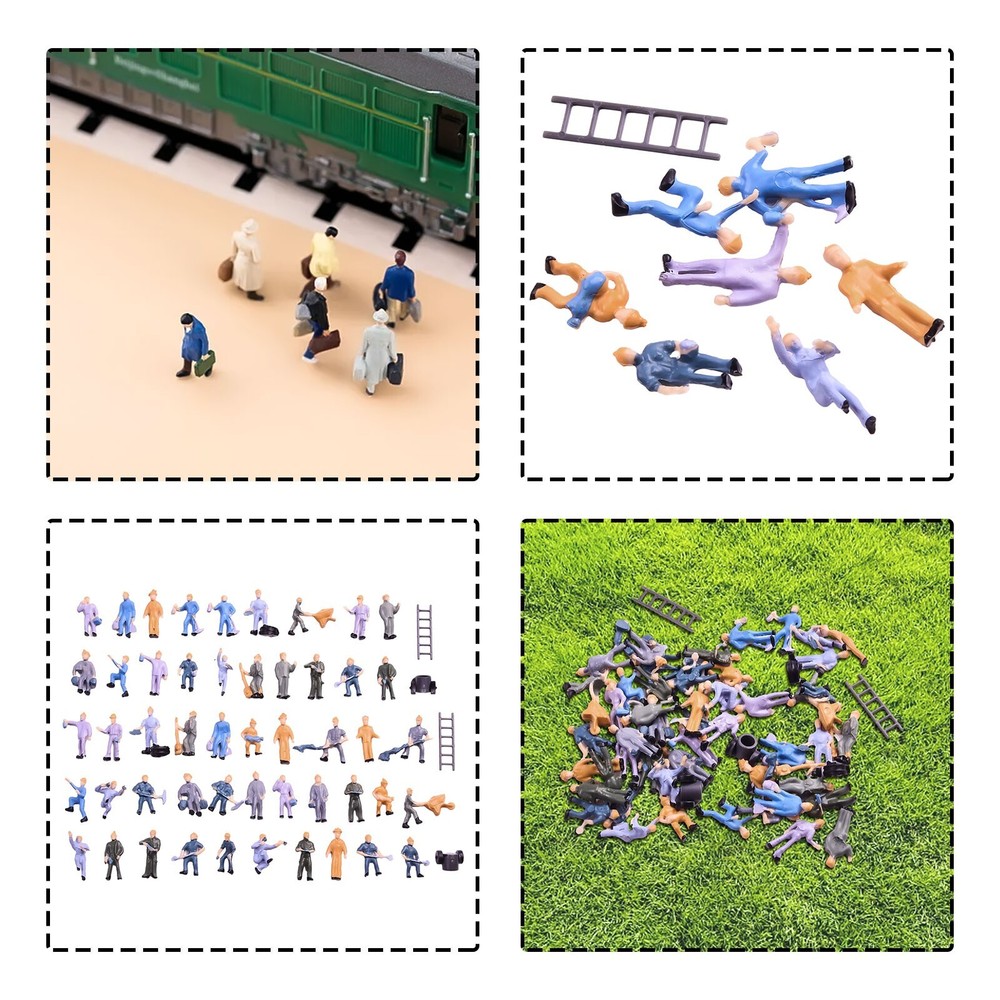 Figures Painted Figures Scale 1:87 25 Different Poses 50pcs Painted Figures