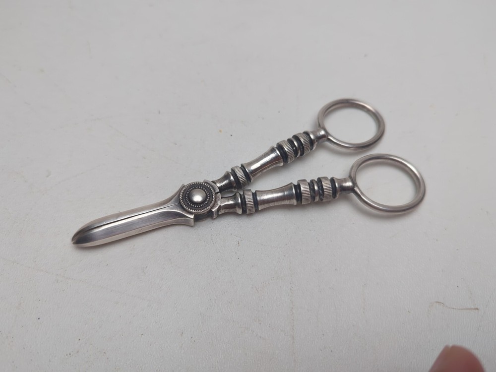 Antique Silver Plated Grape Scissors Shears - Marked England
