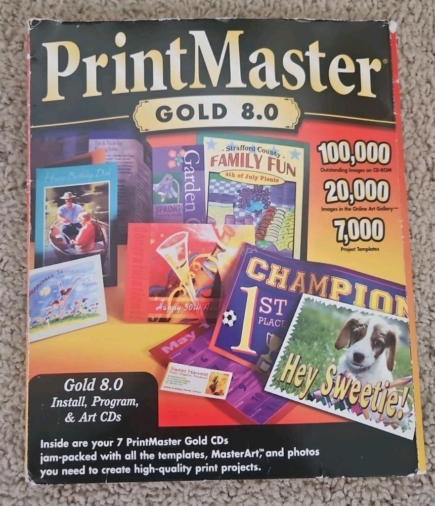 PrintMaster Gold 8.0 Install Program Art Templates 7 CD Set Windows 95/98 NT