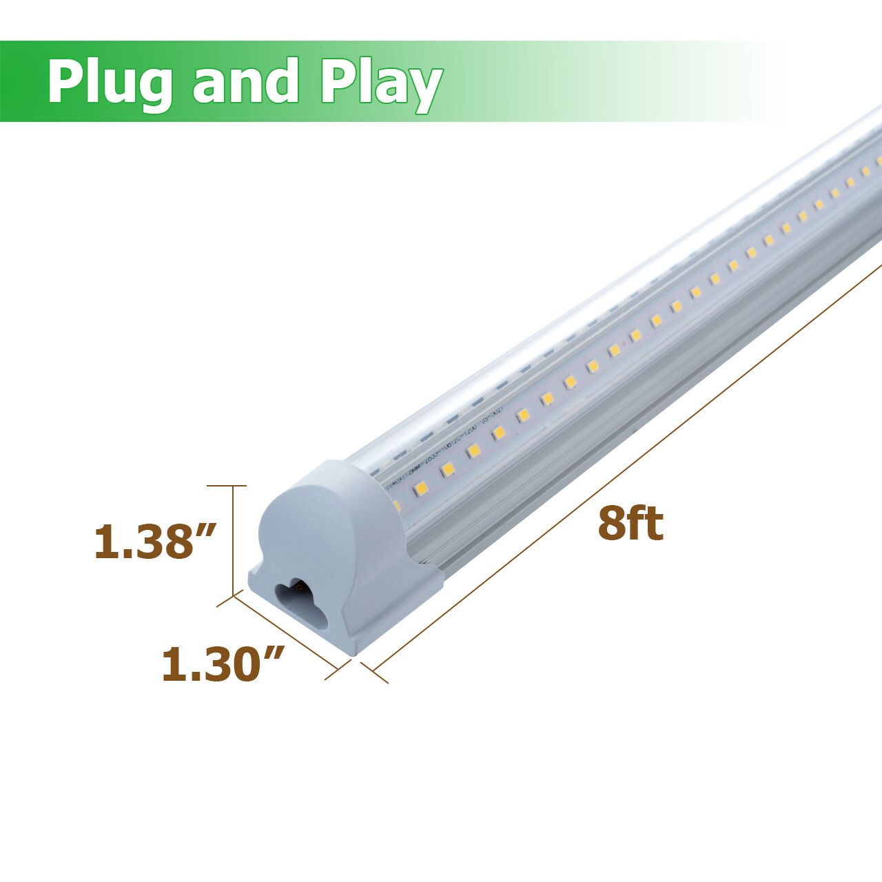 8FT T8 LED SHOP LIGHT V-SHAPE 75W 6500K Clear COOLER/ FREEZER LED Tube Light