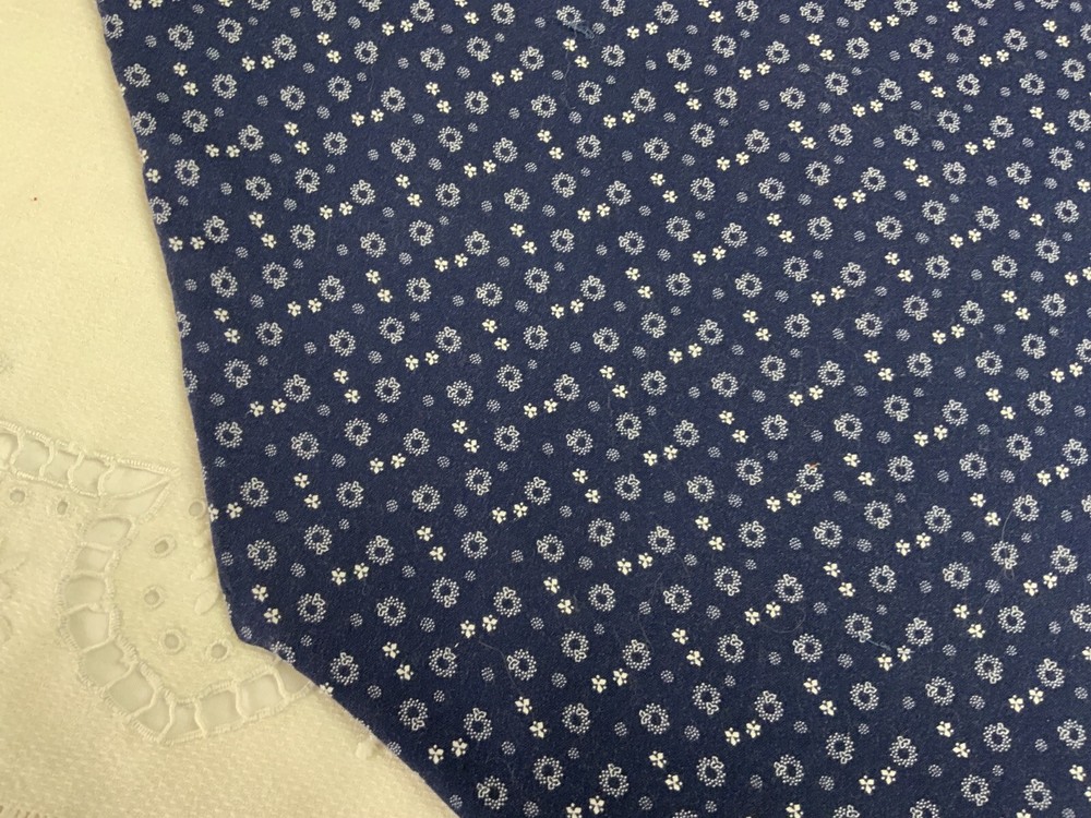 Antique Patchwork Quilt Table Topper, Octagons, Early Calico Prints, Navy, Multi
