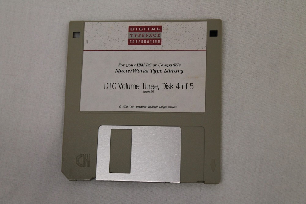 MasterWorks Type Library for IBM PC DTC Volume Three Disc 1-5 3.55" Floppy Disk