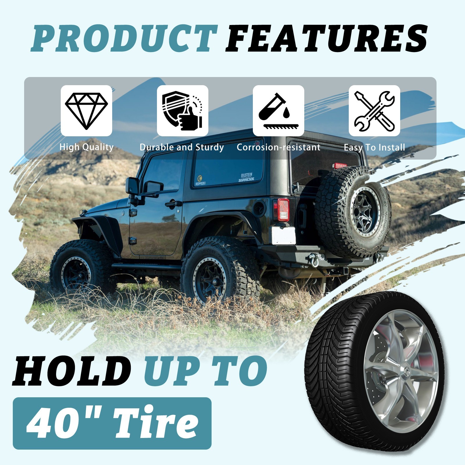 Spare Tire Carrier Tire Rack For Jeep Wrangler JK JKU Unlimited 2007-2018 New